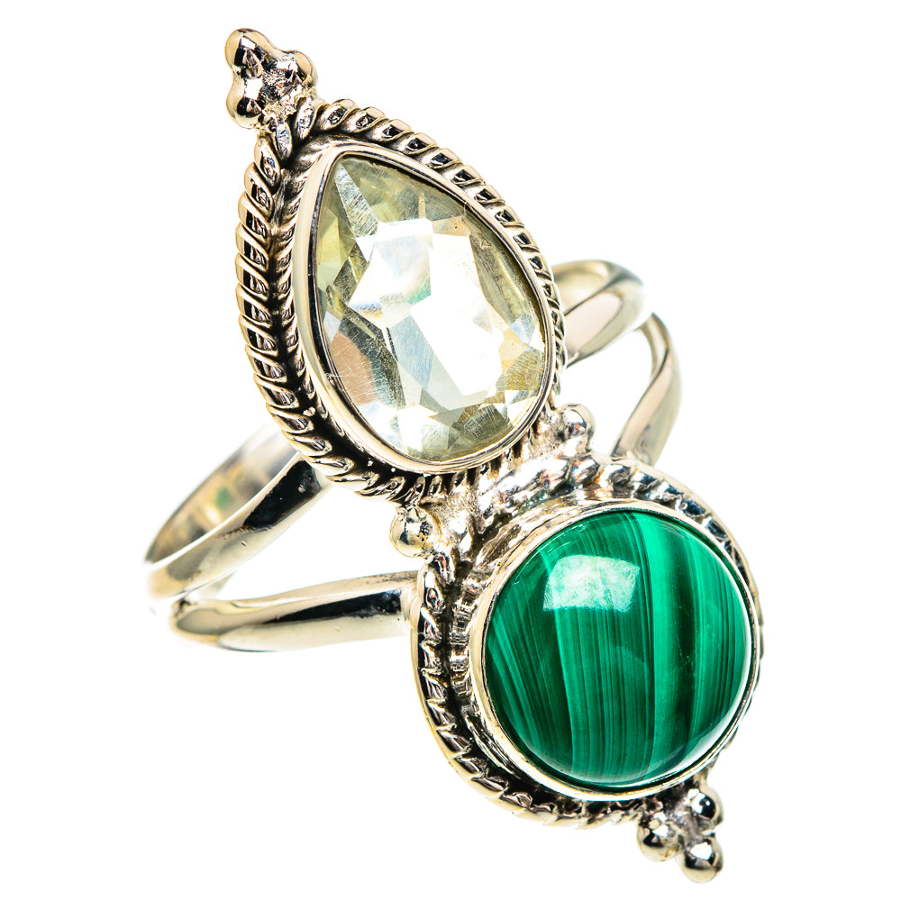 Malachite, Green Amethyst Rings handcrafted by Ana Silver Co - RING85998