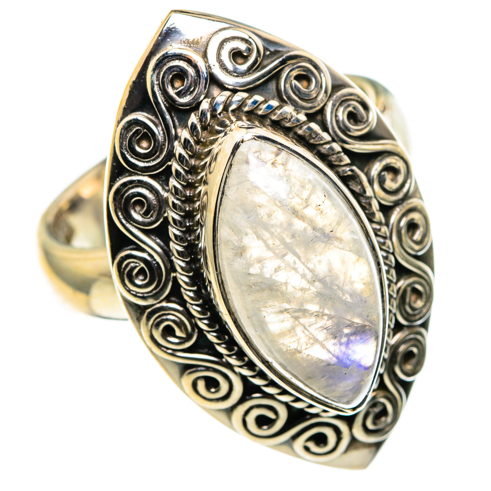 Rainbow Moonstone Rings handcrafted by Ana Silver Co - RING86677