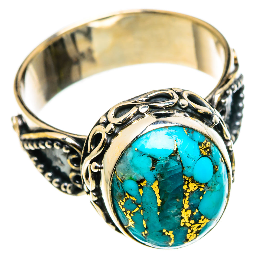 Blue Copper Composite Turquoise Rings handcrafted by Ana Silver Co - RING86889