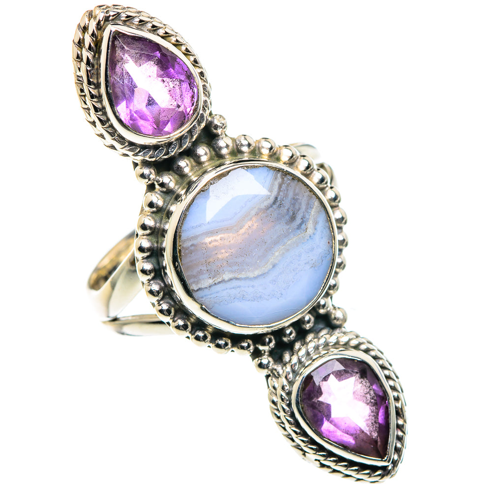 Blue Lace Agate Rings handcrafted by Ana Silver Co - RING87665