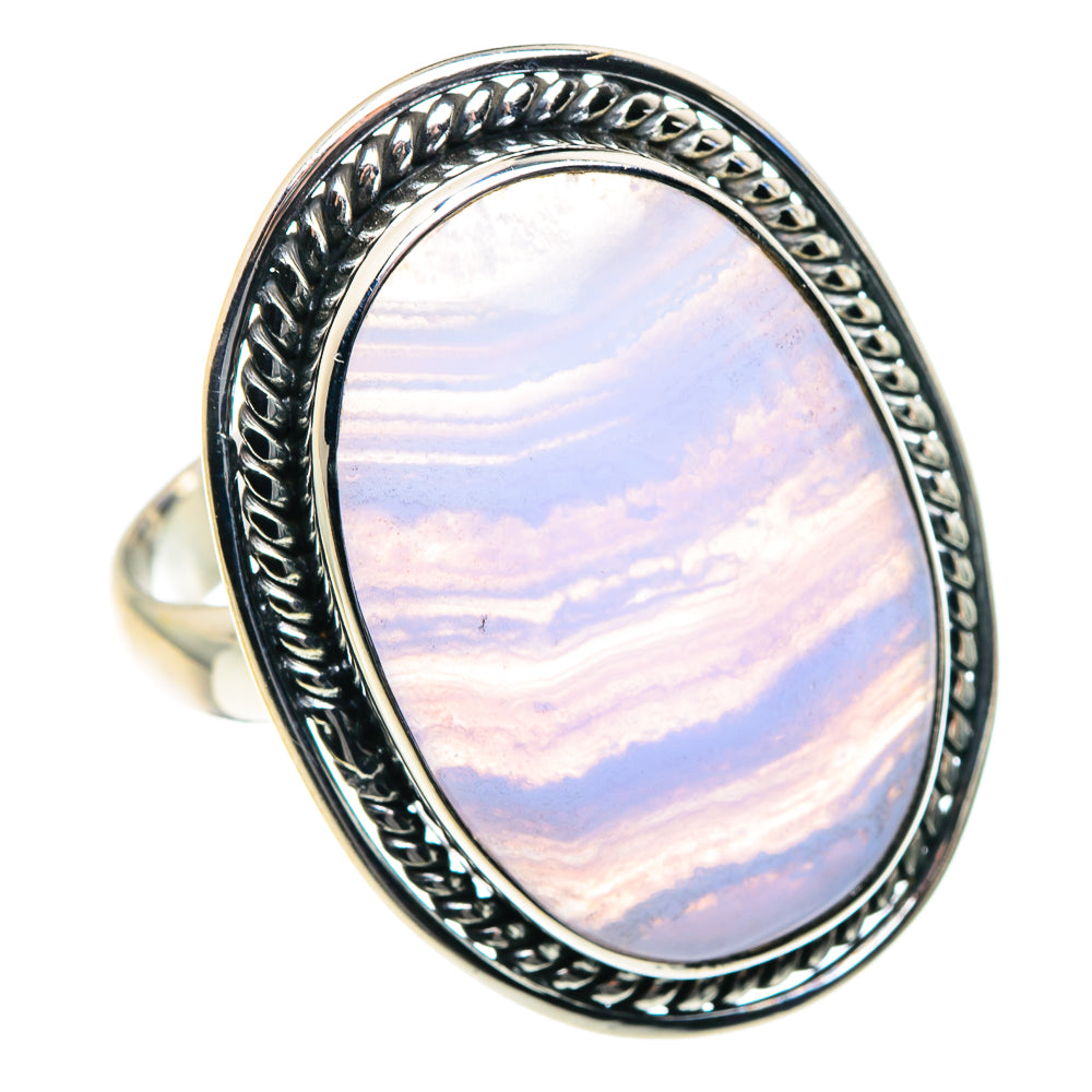 Blue Lace Agate Rings handcrafted by Ana Silver Co - RING87776