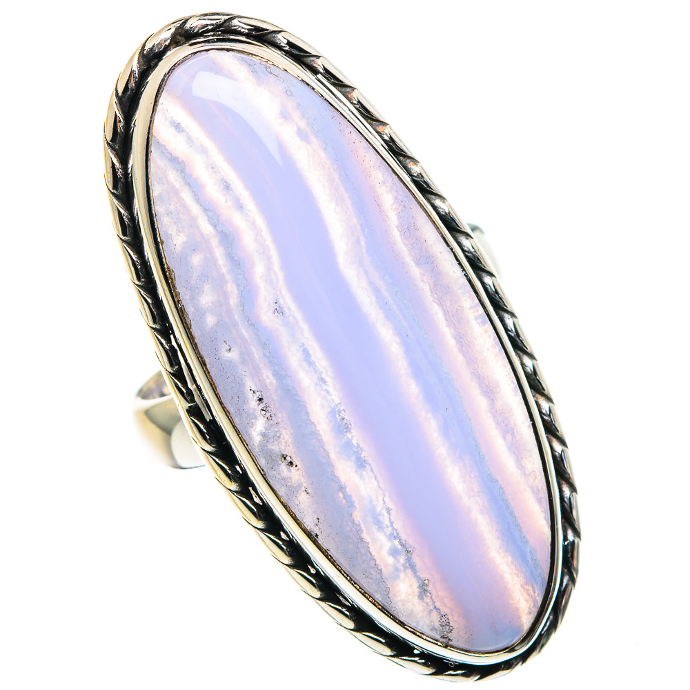 Blue Lace Agate Rings handcrafted by Ana Silver Co - RING87804