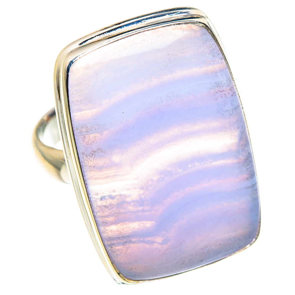 Blue Lace Agate Rings handcrafted by Ana Silver Co - RING87805