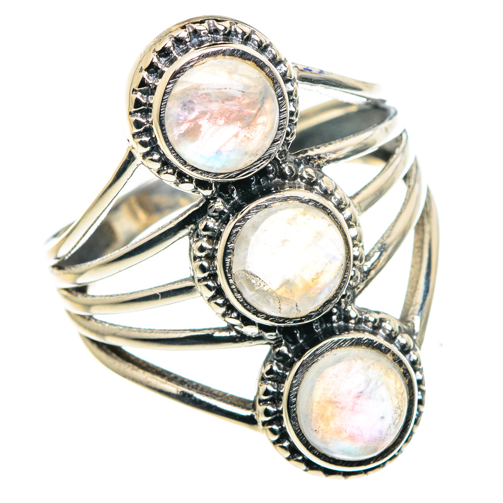 Rainbow Moonstone Rings handcrafted by Ana Silver Co - RING87895