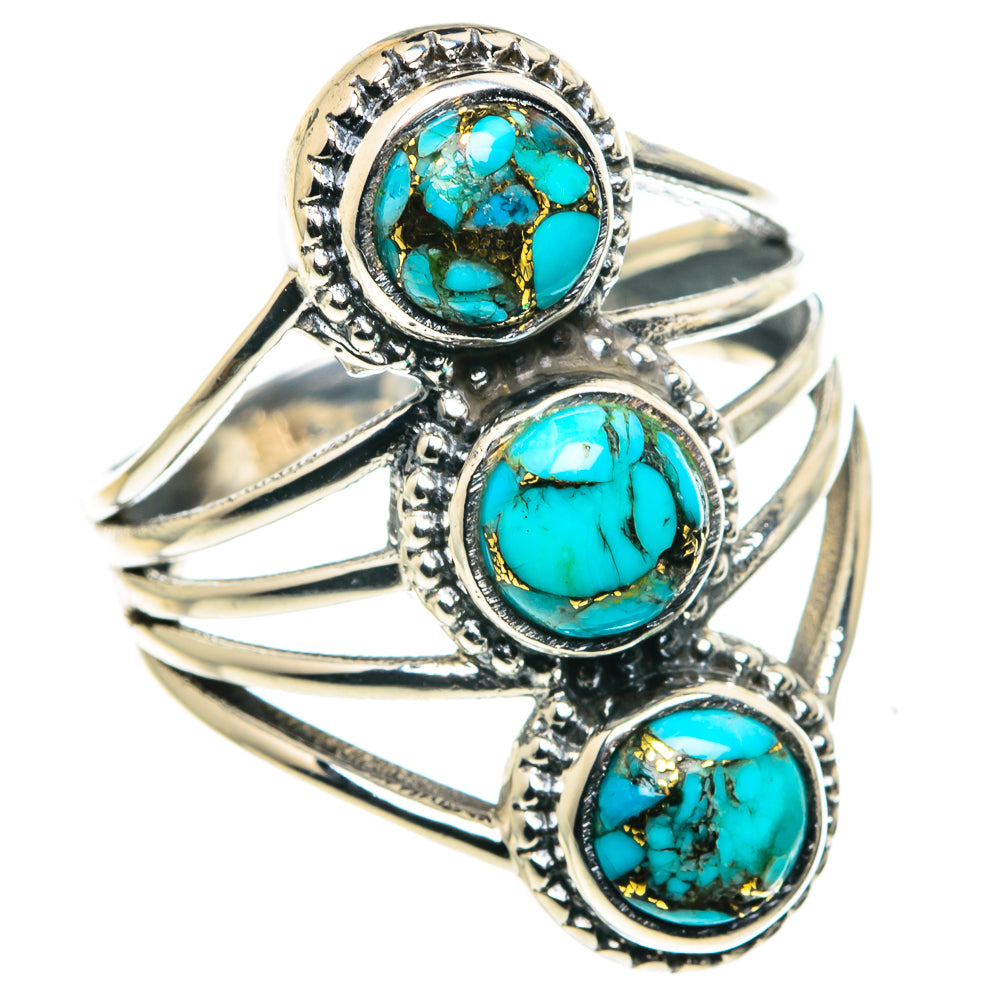 Blue Copper Composite Turquoise Rings handcrafted by Ana Silver Co - RING87939