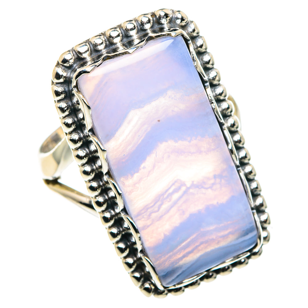 Blue Lace Agate Rings handcrafted by Ana Silver Co - RING88055