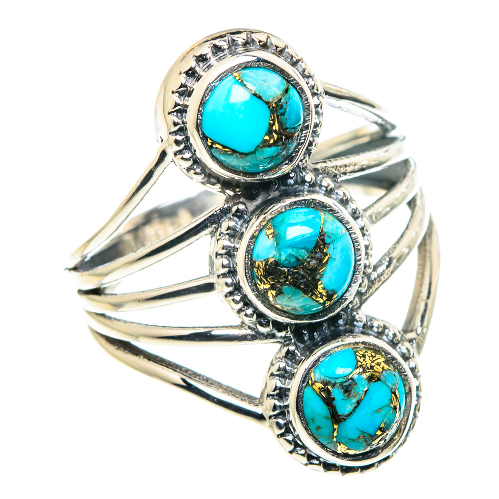 Blue Copper Composite Turquoise Rings handcrafted by Ana Silver Co - RING88626