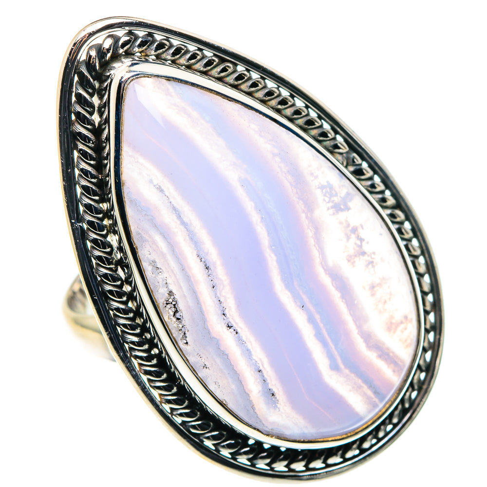 Blue Lace Agate Rings handcrafted by Ana Silver Co - RING88714