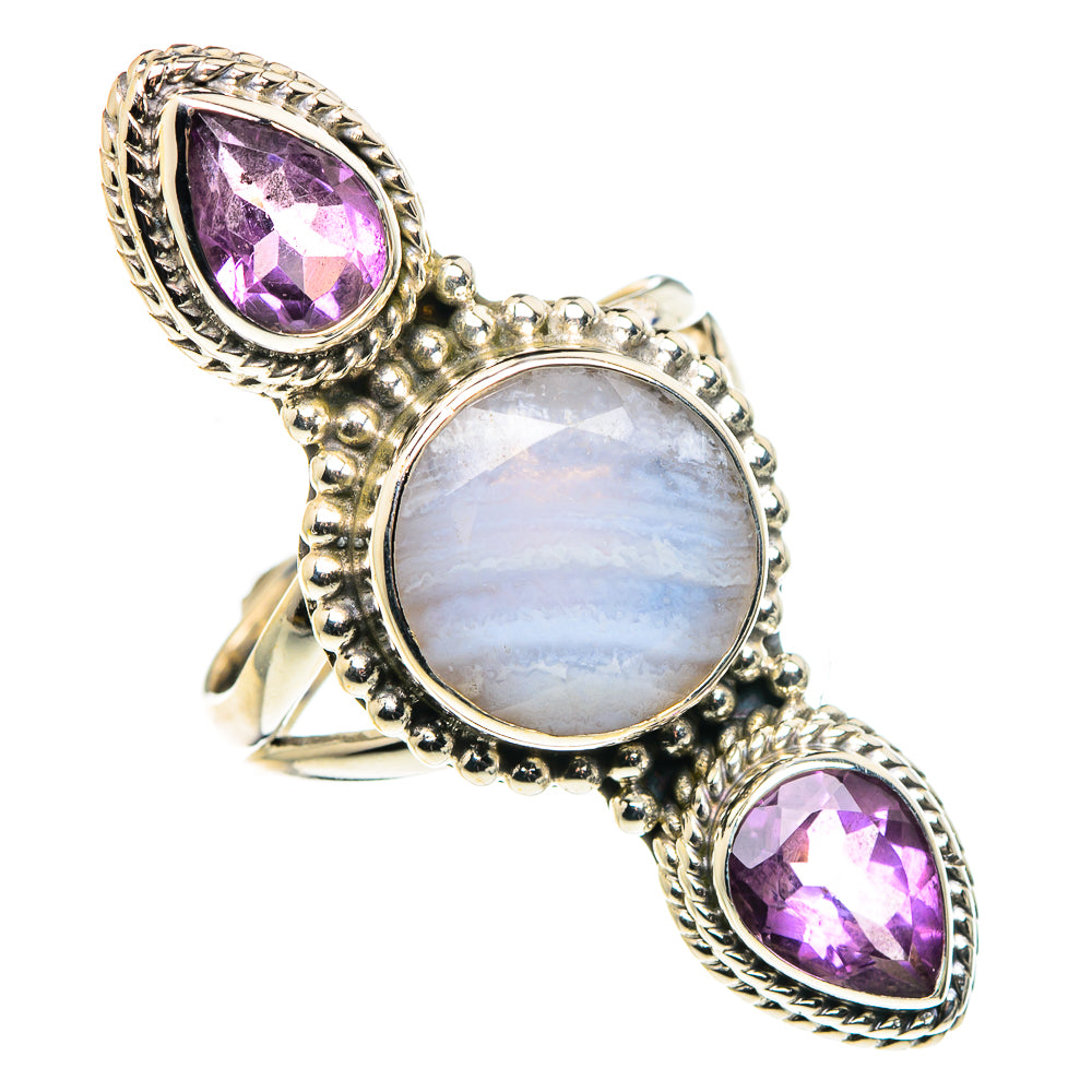 Blue Lace Agate Rings handcrafted by Ana Silver Co - RING88747