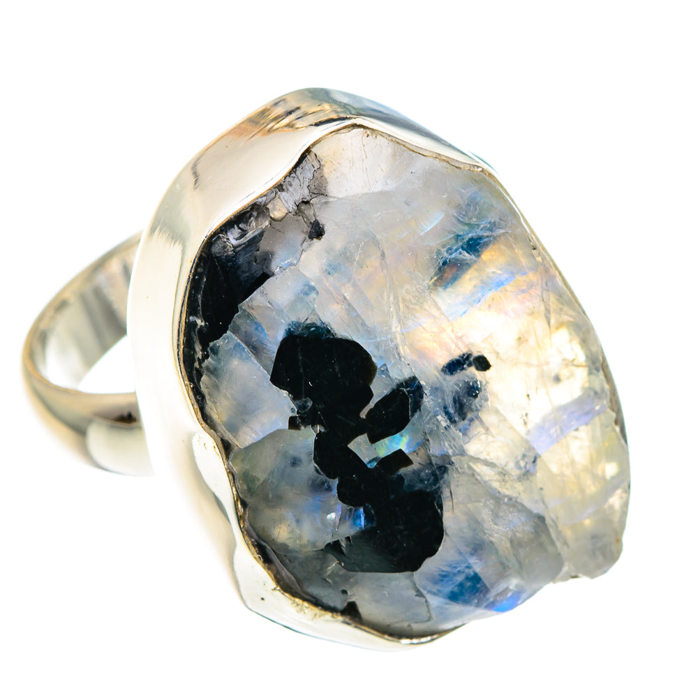 Rainbow Moonstone Rings handcrafted by Ana Silver Co - RING88778