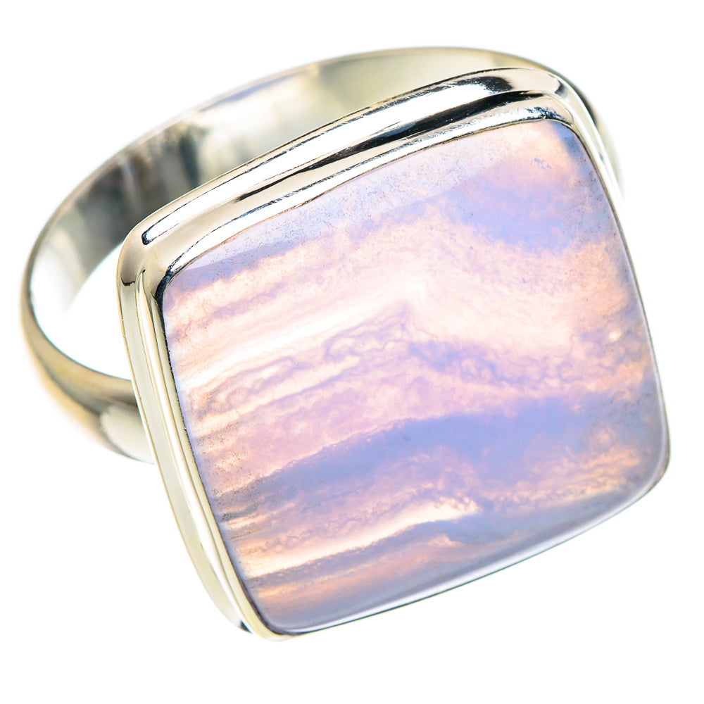 Blue Lace Agate Rings handcrafted by Ana Silver Co - RING89064