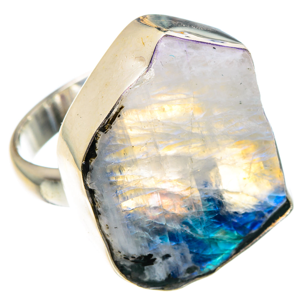 Rainbow Moonstone Rings handcrafted by Ana Silver Co - RING89132
