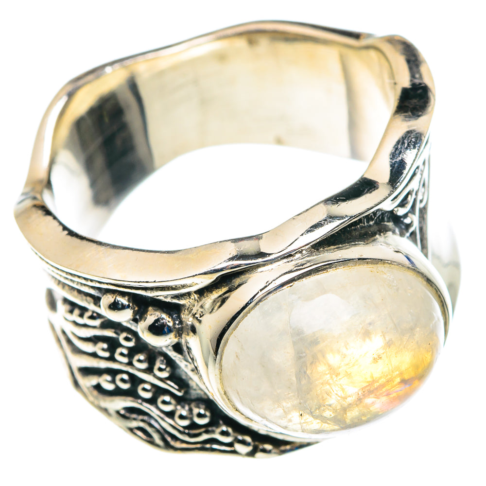 Rainbow Moonstone Rings handcrafted by Ana Silver Co - RING89436