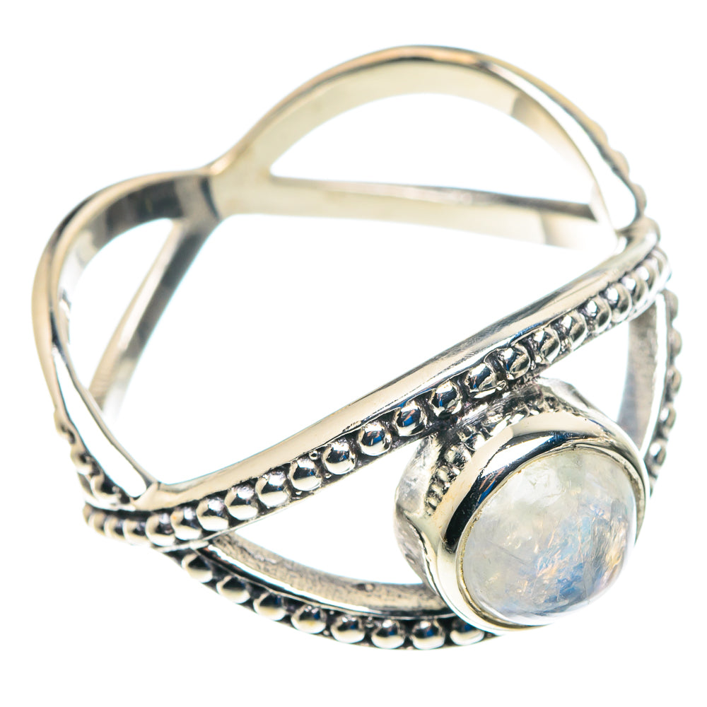 Rainbow Moonstone Rings handcrafted by Ana Silver Co - RING89502