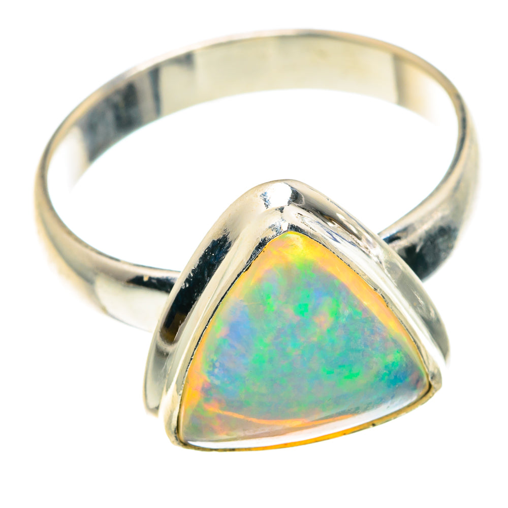 Sterling silver opal ring with triangular Ethiopian opal center