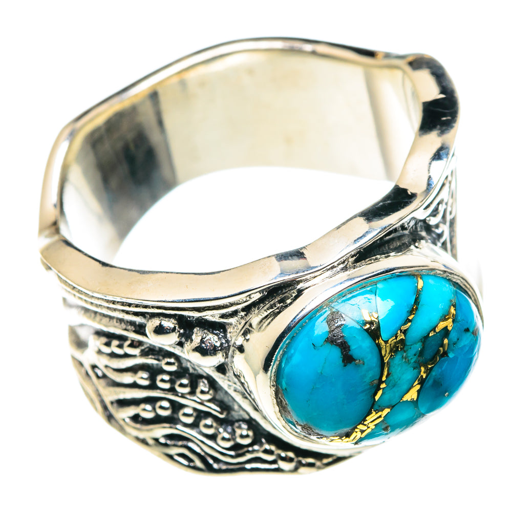 Blue Copper Composite Turquoise Rings handcrafted by Ana Silver Co - RING89572