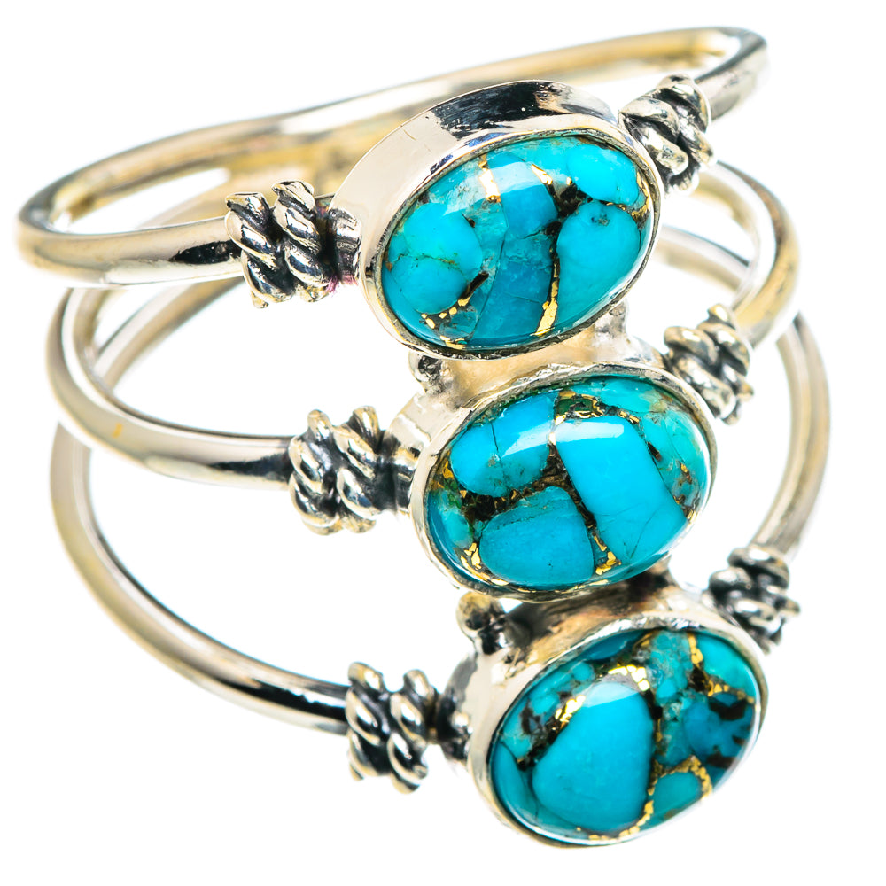 Blue Copper Composite Turquoise Rings handcrafted by Ana Silver Co - RING89994