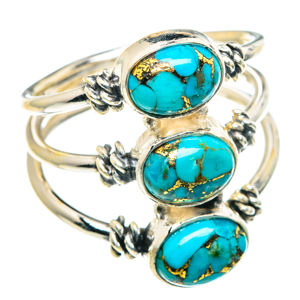 Blue Copper Composite Turquoise Rings handcrafted by Ana Silver Co - RING90140