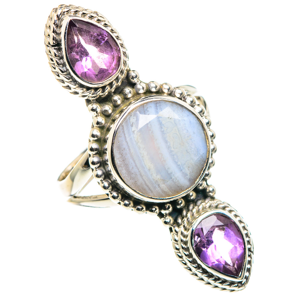 Blue Lace Agate Rings handcrafted by Ana Silver Co - RING90266