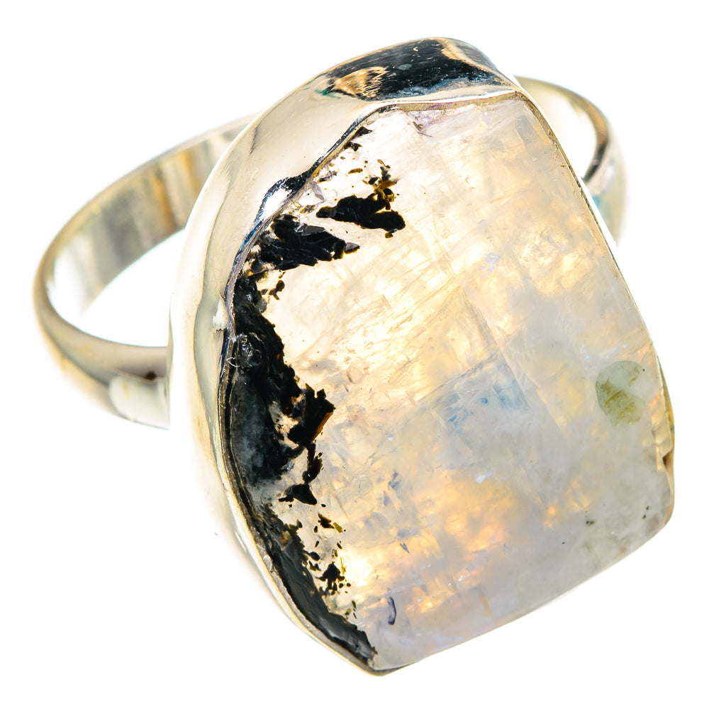 Rainbow Moonstone Rings handcrafted by Ana Silver Co - RING90531