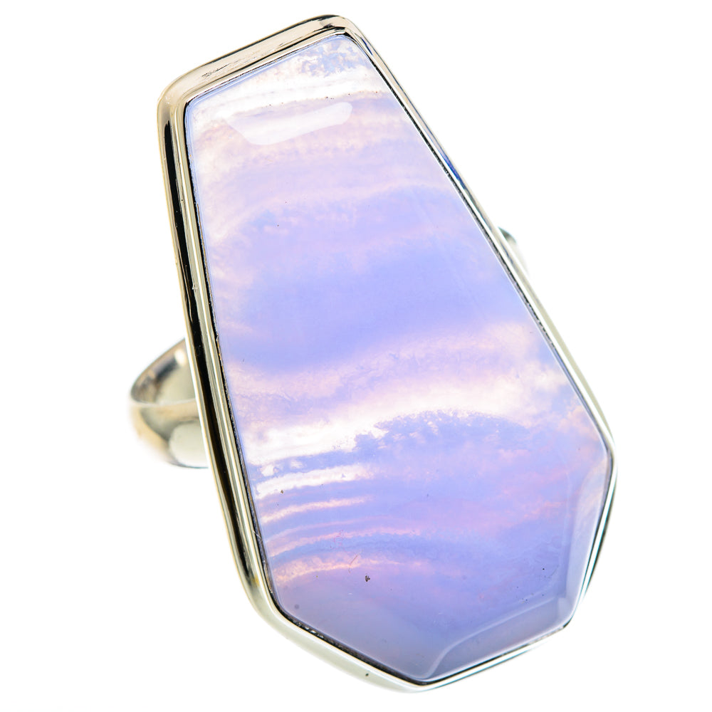 Blue Lace Agate Rings handcrafted by Ana Silver Co - RING90618