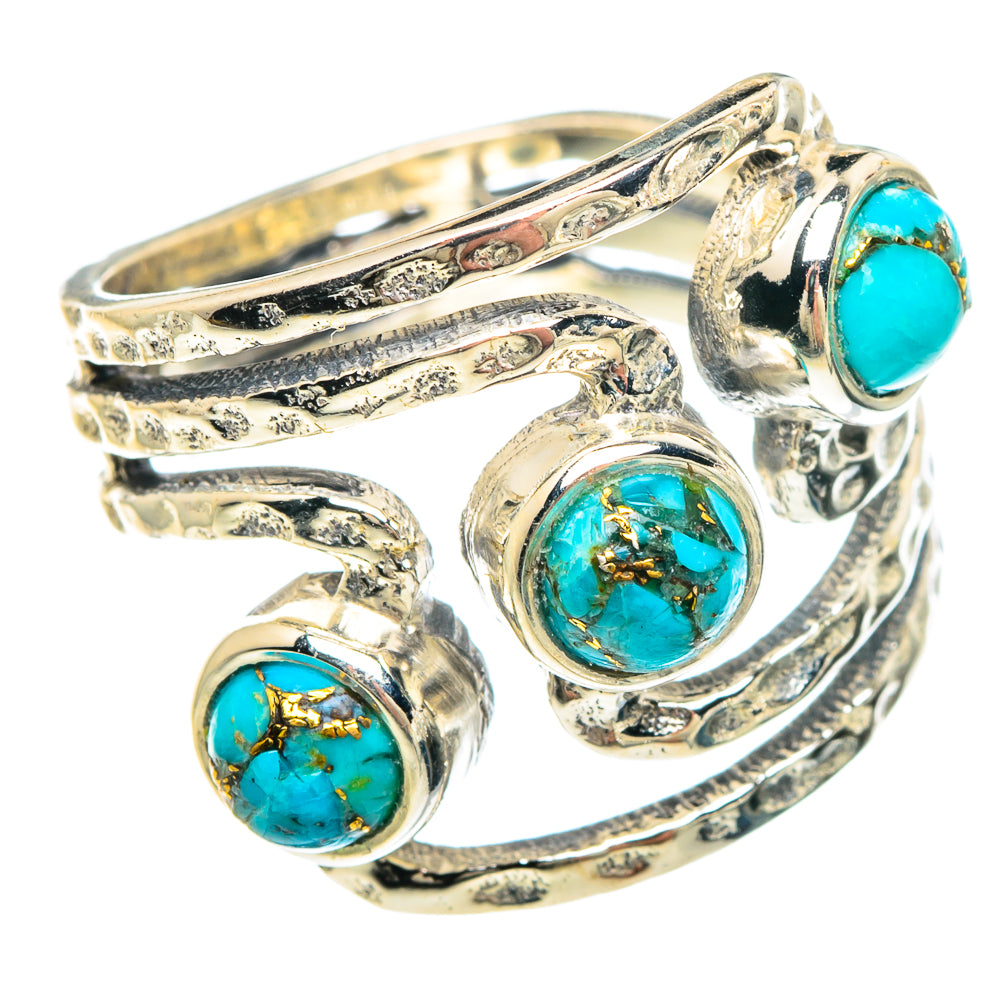 Blue Copper Composite Turquoise Rings handcrafted by Ana Silver Co - RING90725