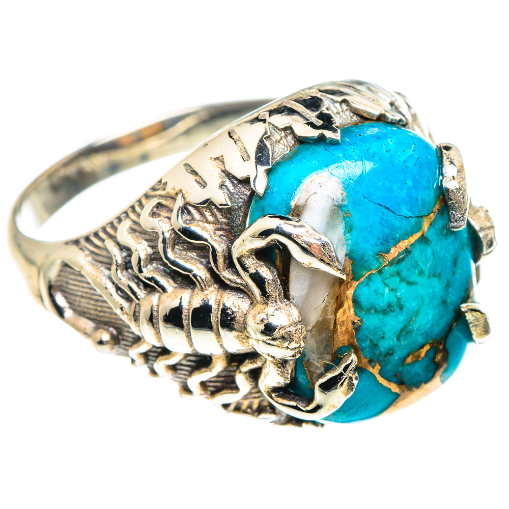 Blue Copper Composite Turquoise Rings handcrafted by Ana Silver Co - RING90847