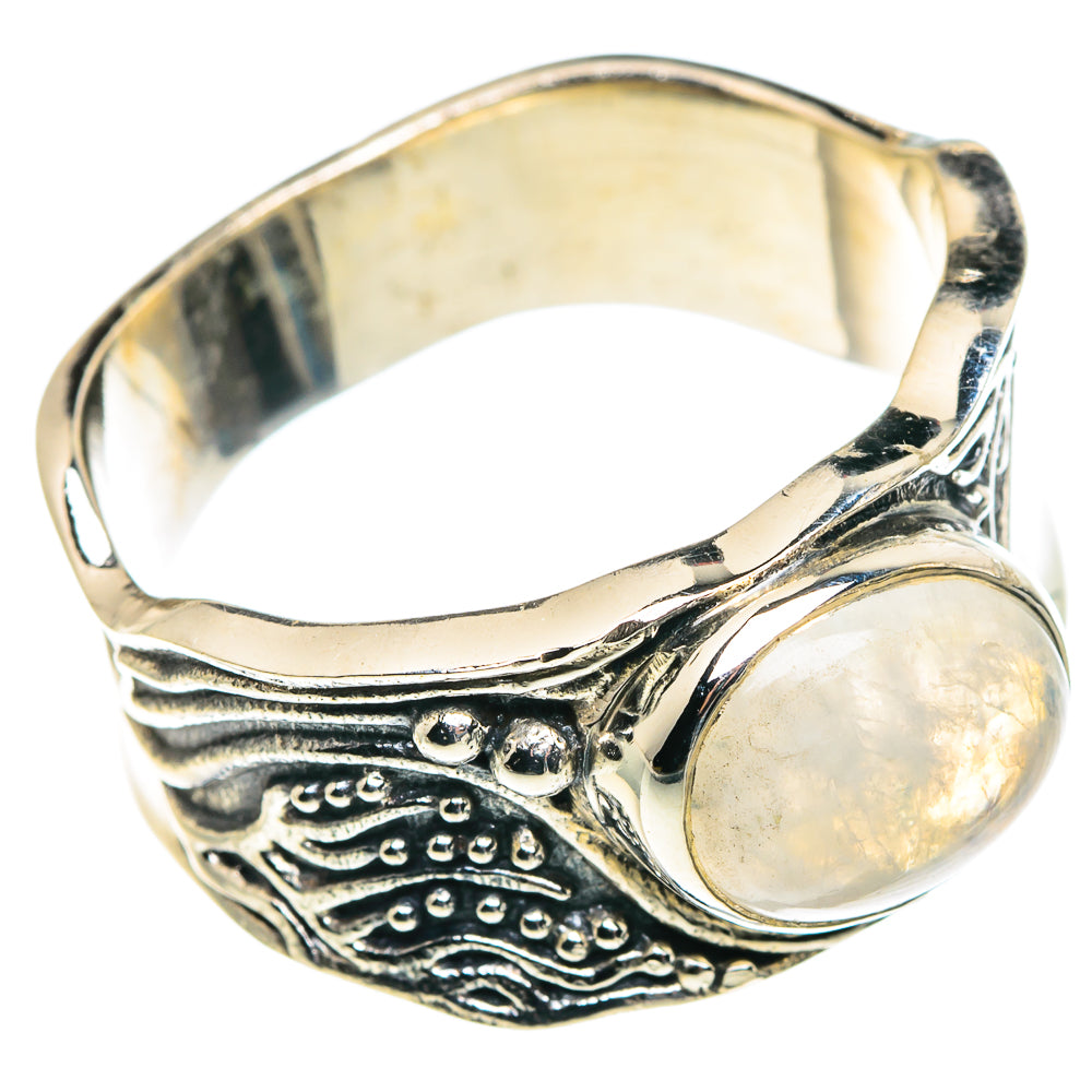 Rainbow Moonstone Rings handcrafted by Ana Silver Co - RING91091