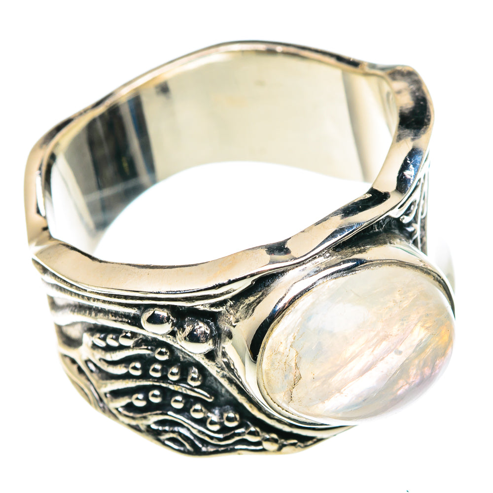 Rainbow Moonstone Rings handcrafted by Ana Silver Co - RING91320