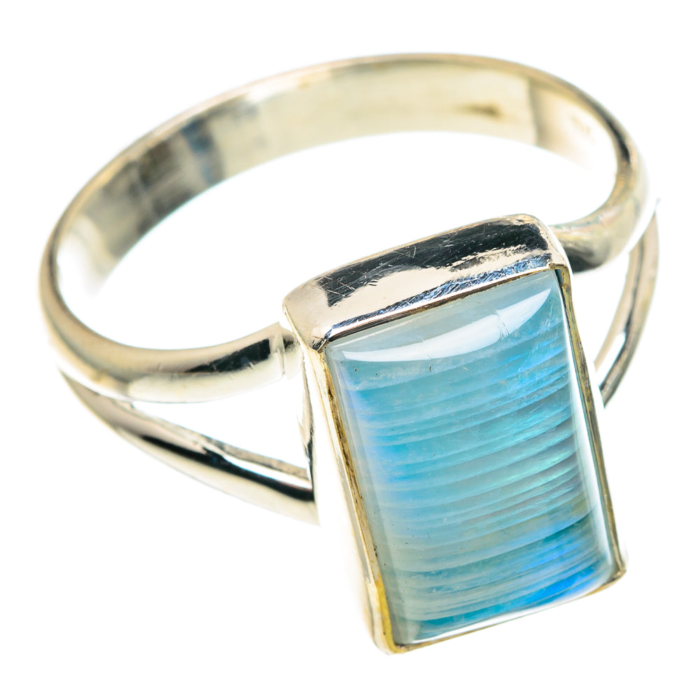 Rainbow Moonstone Rings handcrafted by Ana Silver Co - RING91356