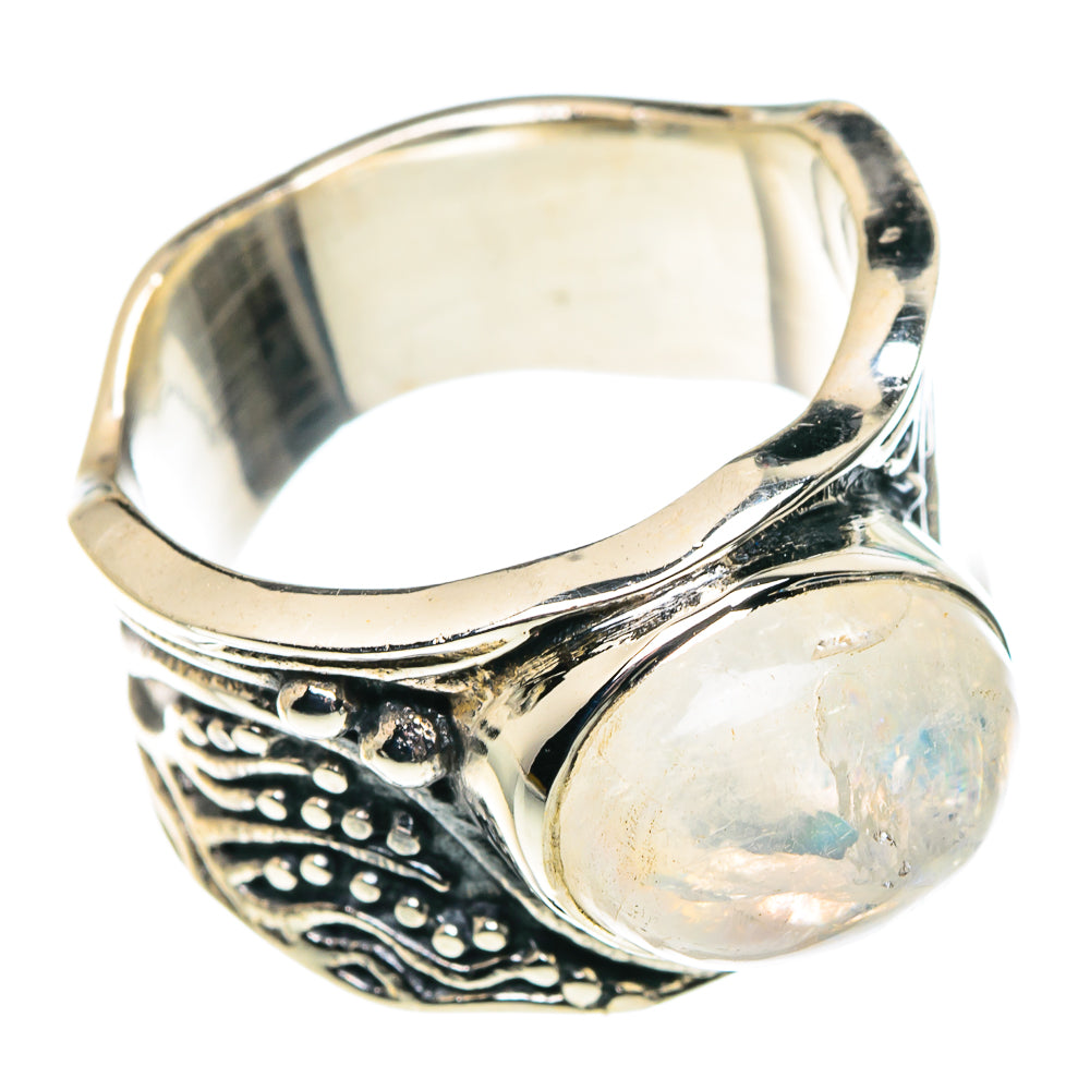 Rainbow Moonstone Rings handcrafted by Ana Silver Co - RING91371