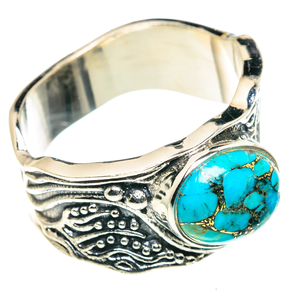 Blue Copper Composite Turquoise Rings handcrafted by Ana Silver Co - RING91508