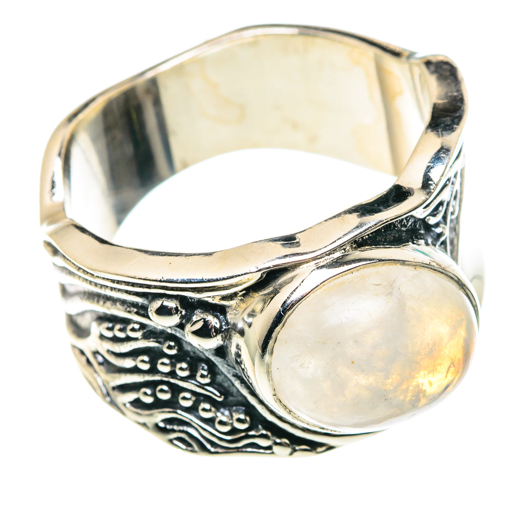 Rainbow Moonstone Rings handcrafted by Ana Silver Co - RING91549