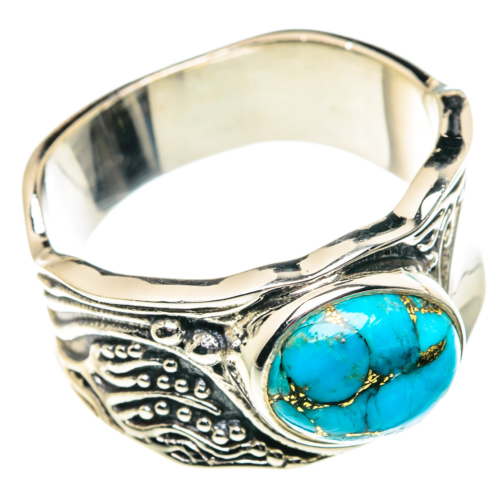 Blue Copper Composite Turquoise Rings handcrafted by Ana Silver Co - RING91551