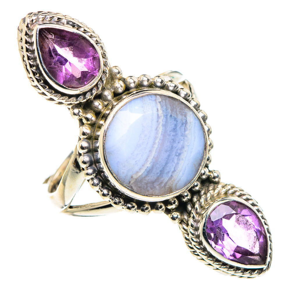 Blue Lace Agate Rings handcrafted by Ana Silver Co - RING91619
