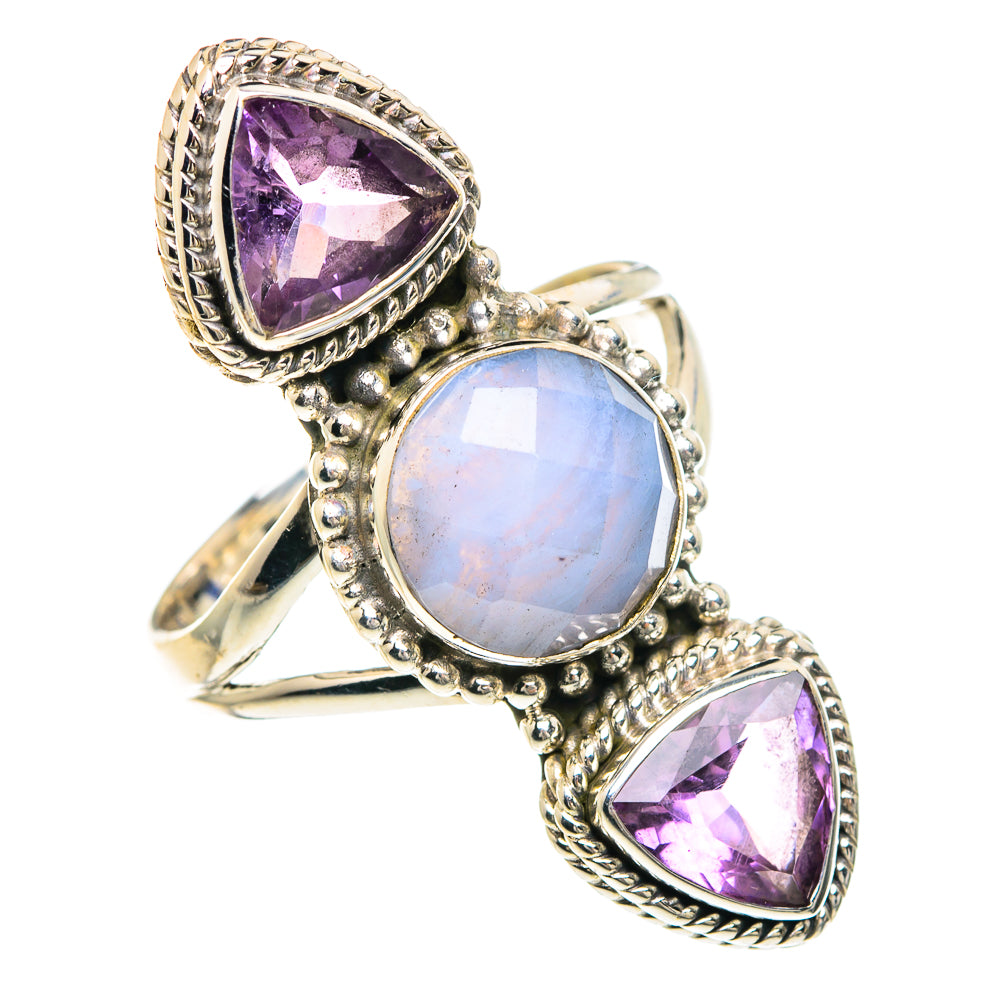 Blue Lace Agate Rings handcrafted by Ana Silver Co - RING91633