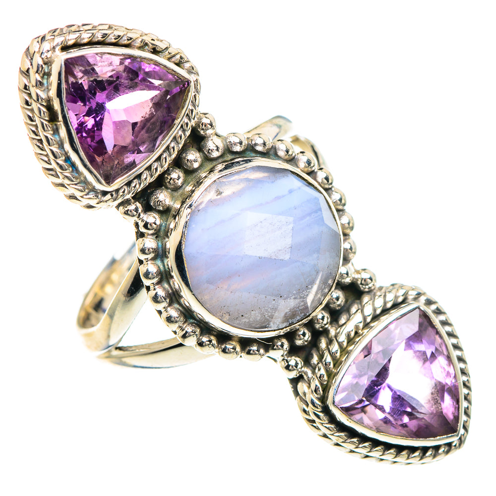 Blue Lace Agate Rings handcrafted by Ana Silver Co - RING91782