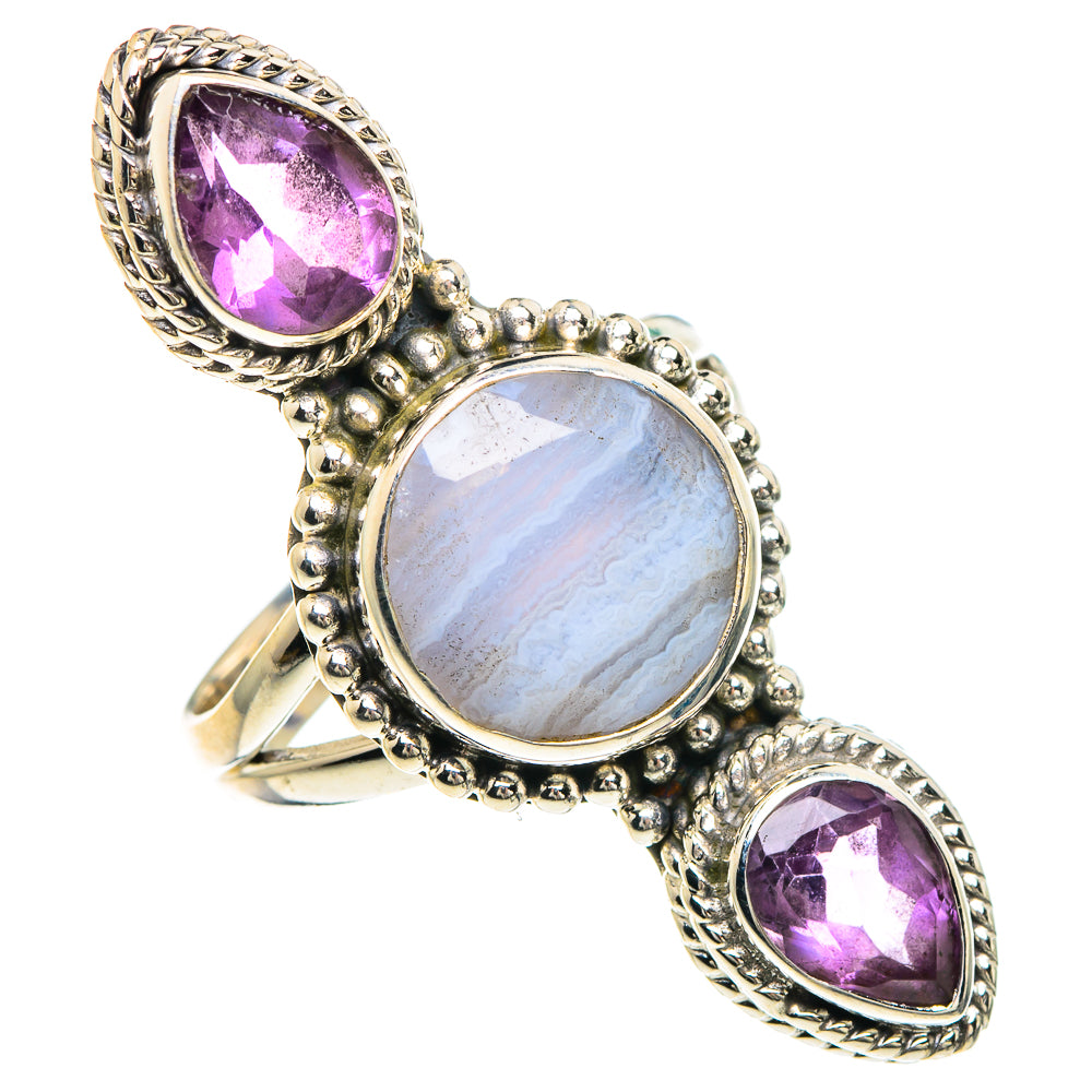 Blue Lace Agate Rings handcrafted by Ana Silver Co - RING91803
