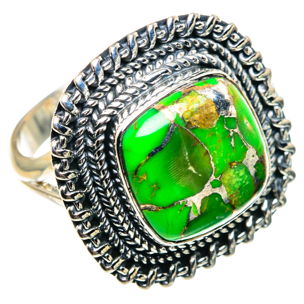 Green Copper Composite Turquoise Rings handcrafted by Ana Silver Co - RING91845