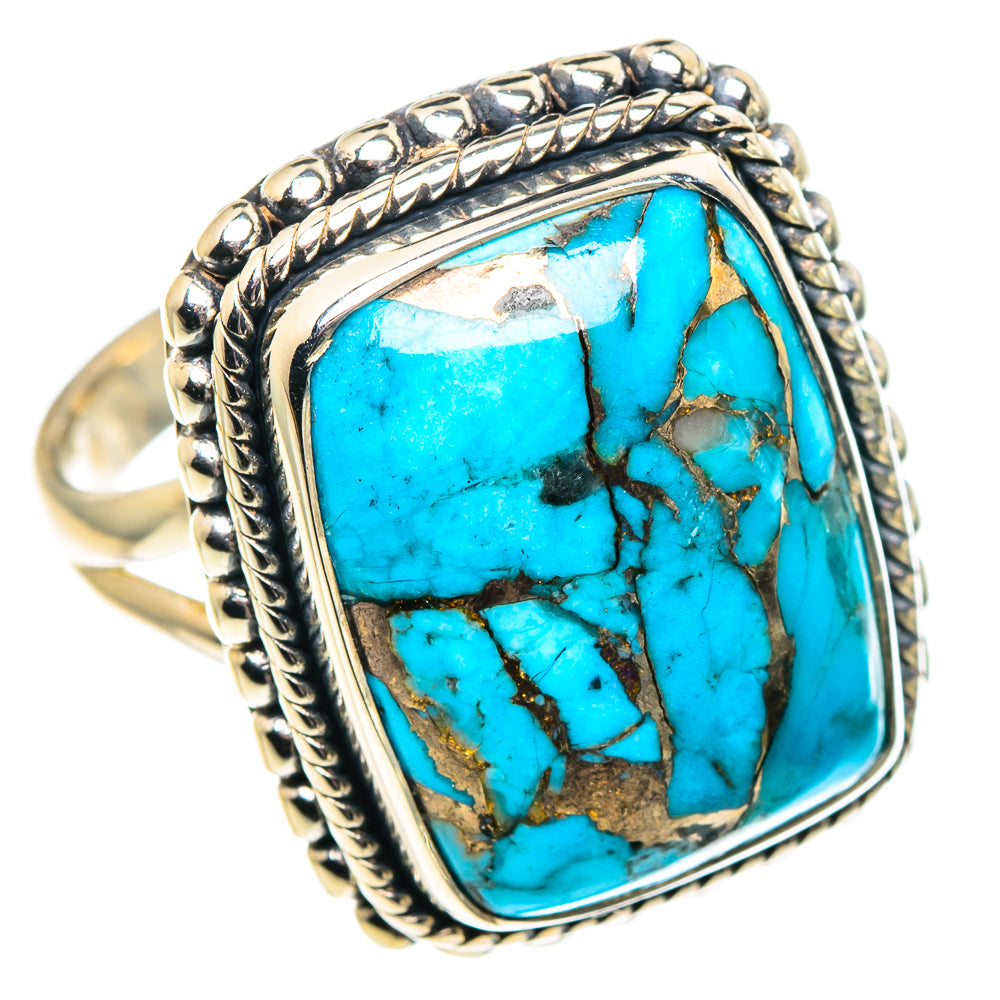 Blue Copper Composite Turquoise Rings handcrafted by Ana Silver Co - RING91864