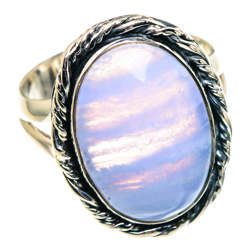 Blue Lace Agate Rings handcrafted by Ana Silver Co - RING91882