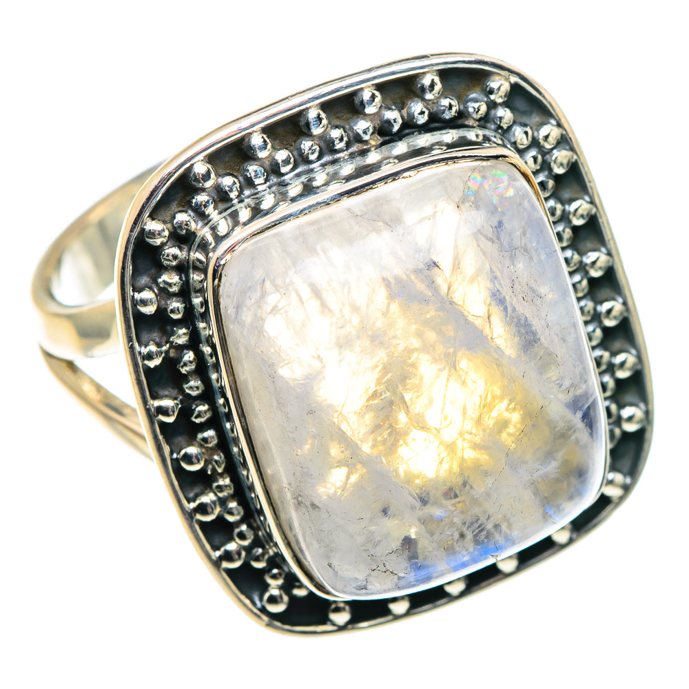 Rainbow Moonstone Rings handcrafted by Ana Silver Co - RING91999