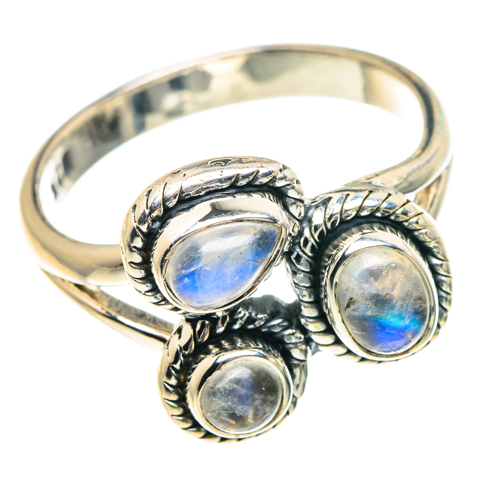 Rainbow Moonstone Rings handcrafted by Ana Silver Co - RING92001