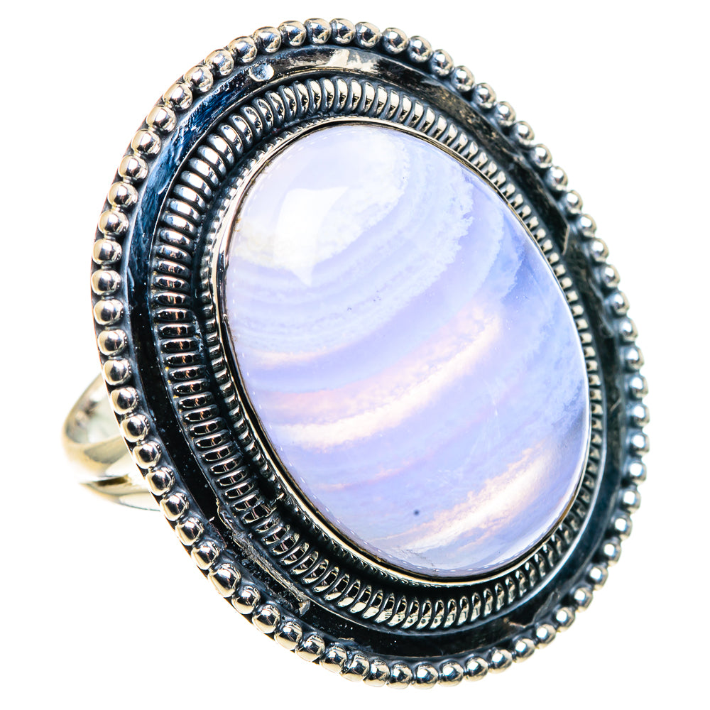 Blue Lace Agate Rings handcrafted by Ana Silver Co - RING92004