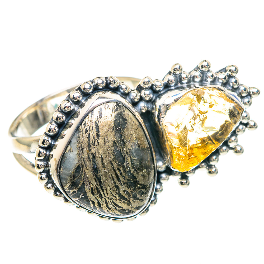 Pyrite Agate Rings handcrafted by Ana Silver Co - RING92146