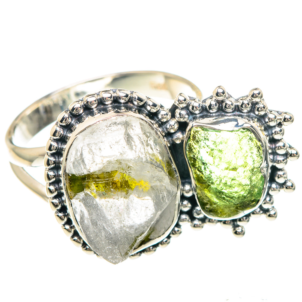 Green Tourmaline In Quartz Rings handcrafted by Ana Silver Co - RING92200