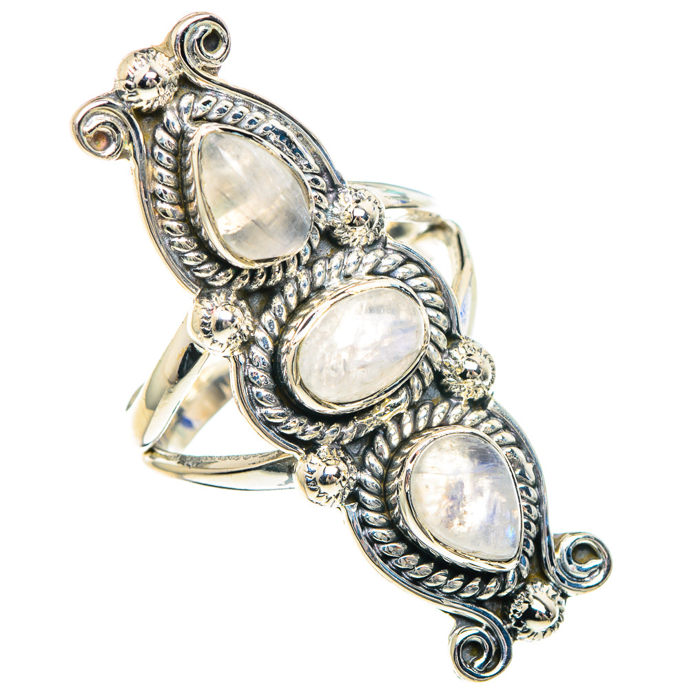 Rainbow Moonstone Rings handcrafted by Ana Silver Co - RING92351