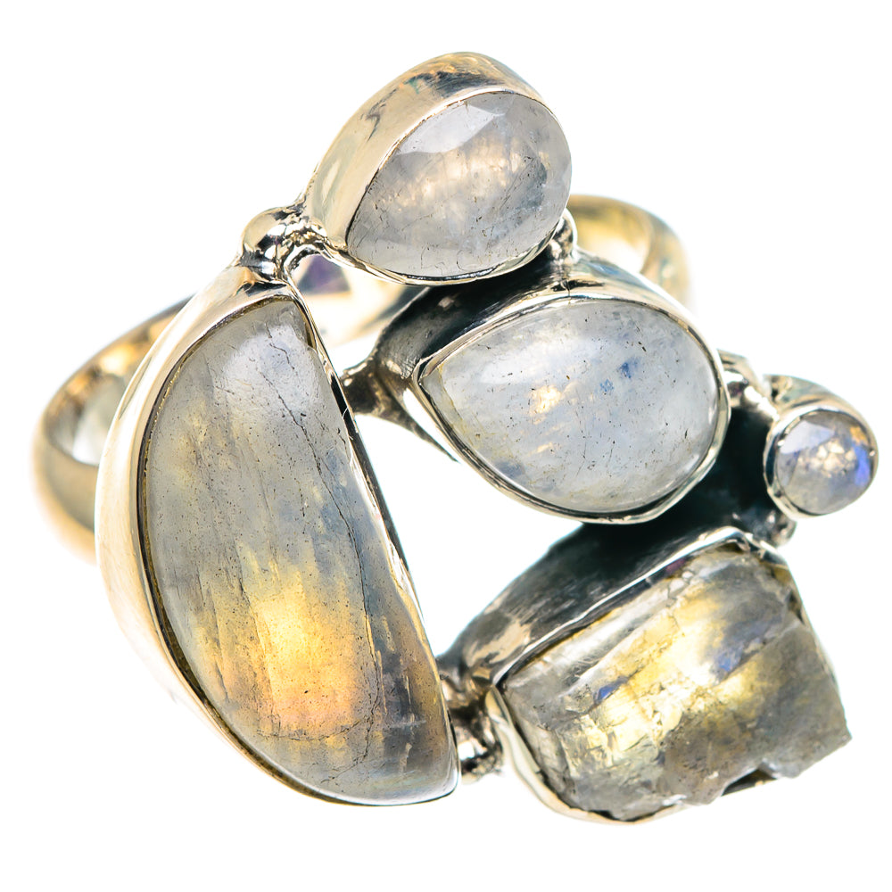 Rainbow Moonstone Rings handcrafted by Ana Silver Co - RING92441