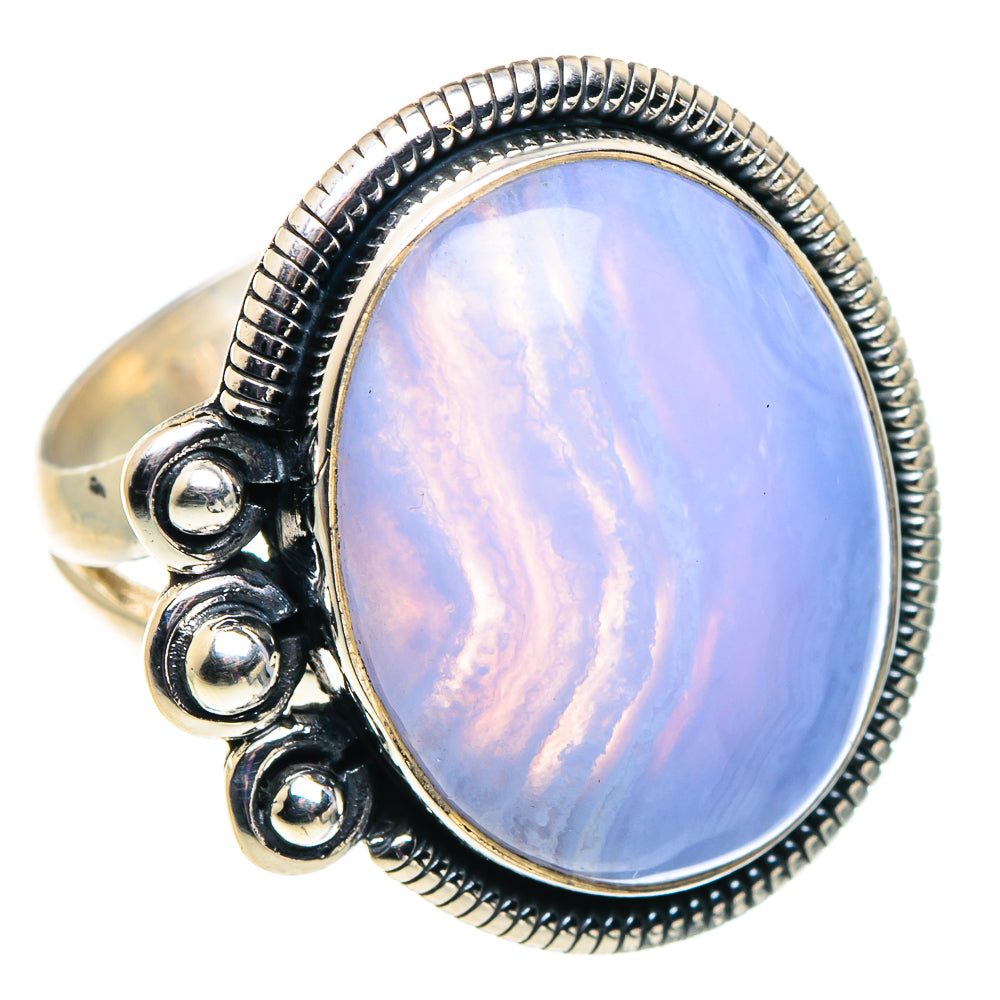 Blue Lace Agate Rings handcrafted by Ana Silver Co - RING92487