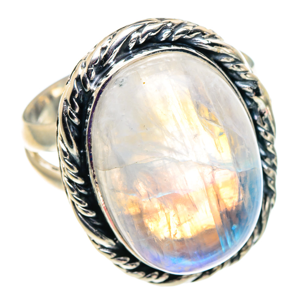 Rainbow Moonstone Rings handcrafted by Ana Silver Co - RING92543